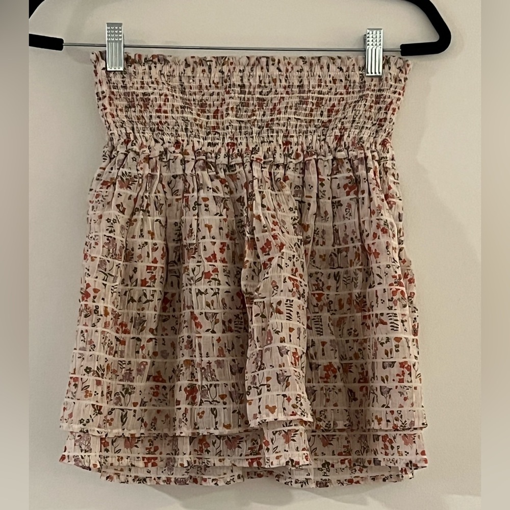 Rails Cream Floral Smocked Mini Skirt